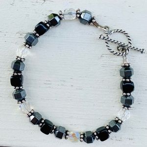 Silpada black onyx, hematite, quartz bracelet